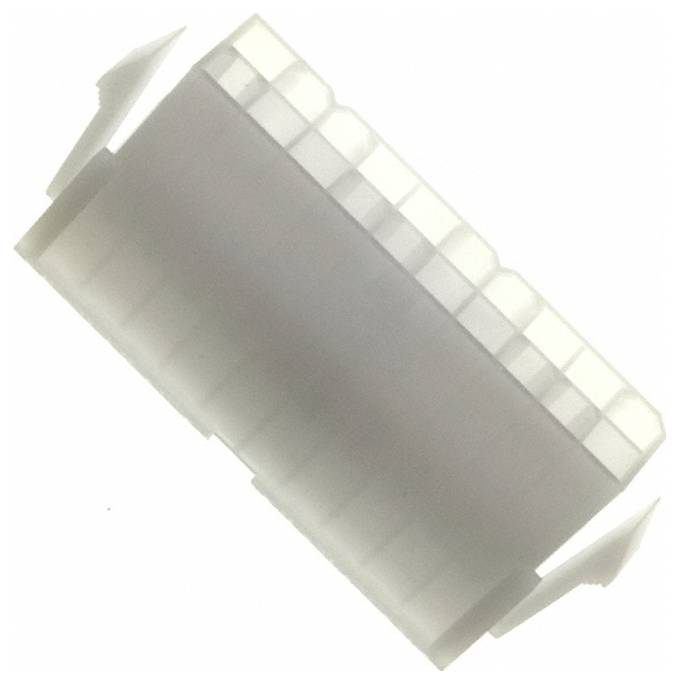 A clear plastic object with vertical divisions and angled sides, resembling a connector or structural component, viewed from an angled perspective.