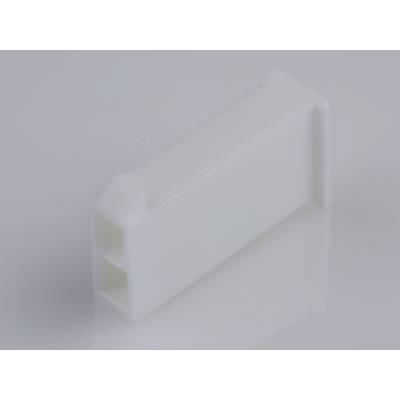 White, rectangular plastic component with two openings, likely an electrical connector or adapter.