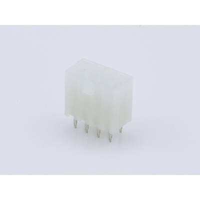 White plastic plug with six metal pins, on a white background.