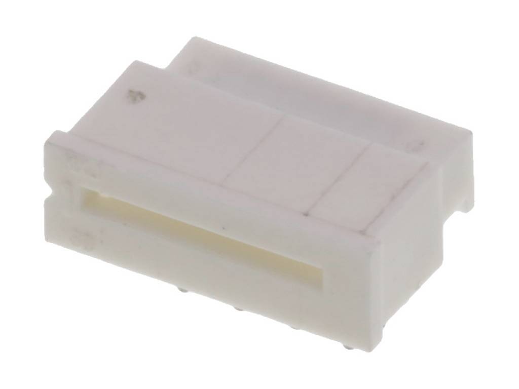 A rectangular, white plastic plug adapter, flat and without visible ports. Suitable for electrical connections.