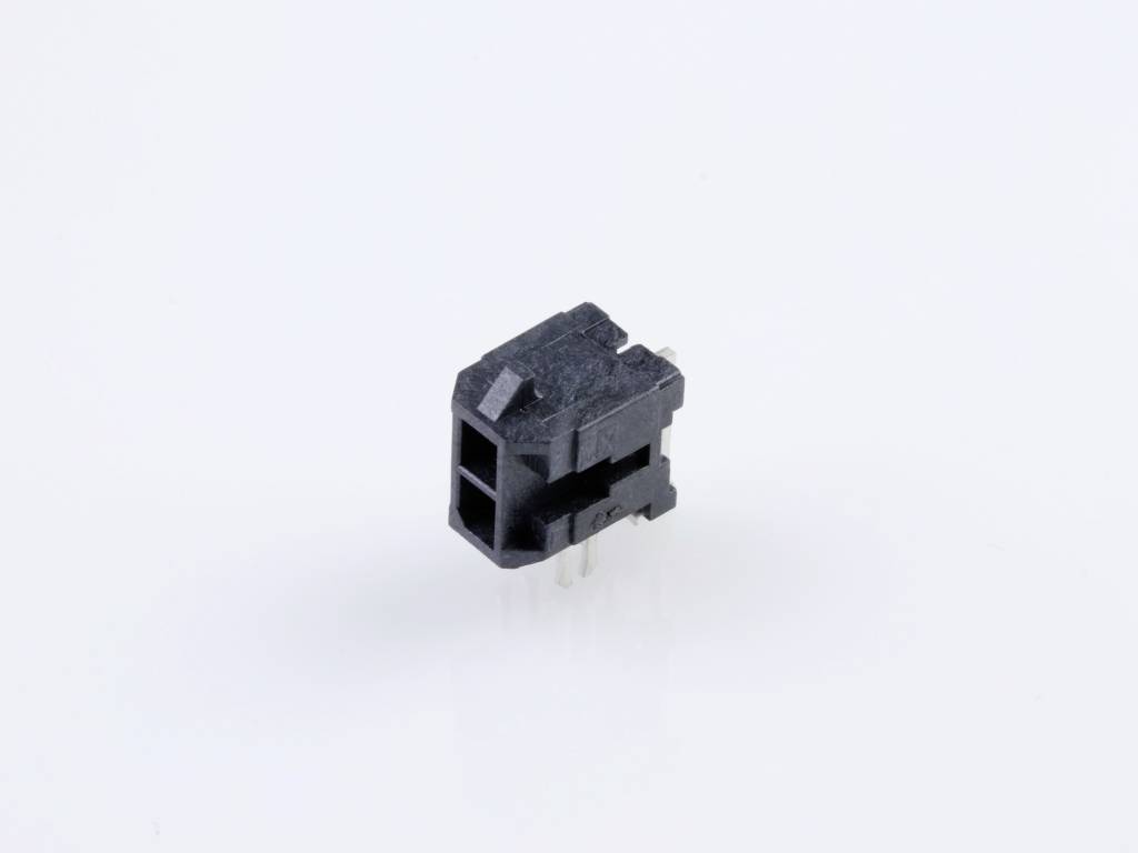 A black, bipolar socket insert for electrical connections on a white background.