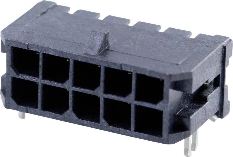 Black electronic connector with multiple rectangular ports, used for connecting cables on circuit boards.