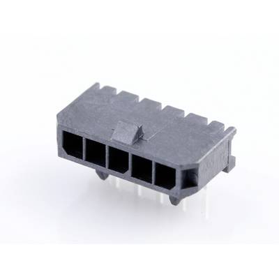 A black, rectangular four-pole connector housing with small white pins at the bottom. Suitable for electronic devices.