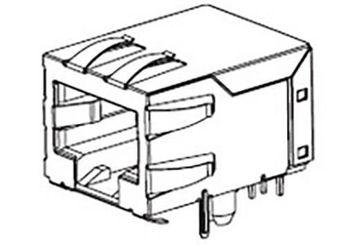 Black and white drawing of an RJ45 connector, visible from the side and top, showing the typical rectangular shapes and contacts.