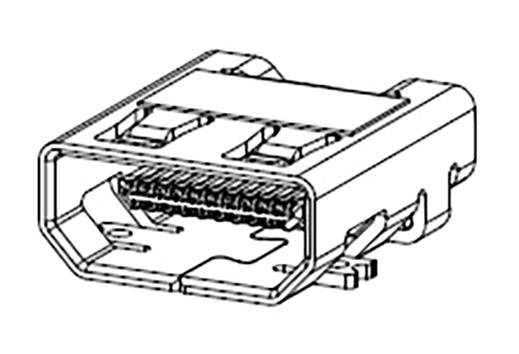 Black and white technical drawing of a USB plug, side view. Shows the internal connections and external housing structure.
