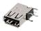 USB socket, rectangular, metal housing, with four pins on the side. Suitable for connecting USB components.