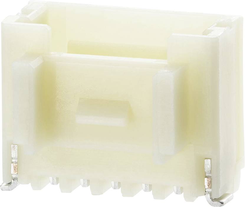 A rectangular, beige connector with eight metal pins on its underside.