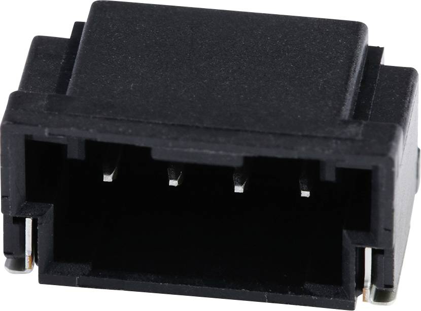 A black electrical connector with a rectangular opening, suitable for connecting wires to electronic devices.