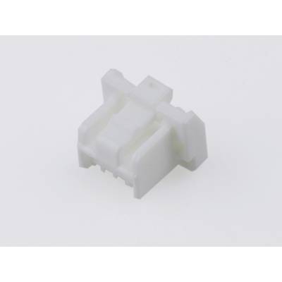 A small, white plastic component with a rectangular shape and multiple recesses, potentially a technical connecting element.