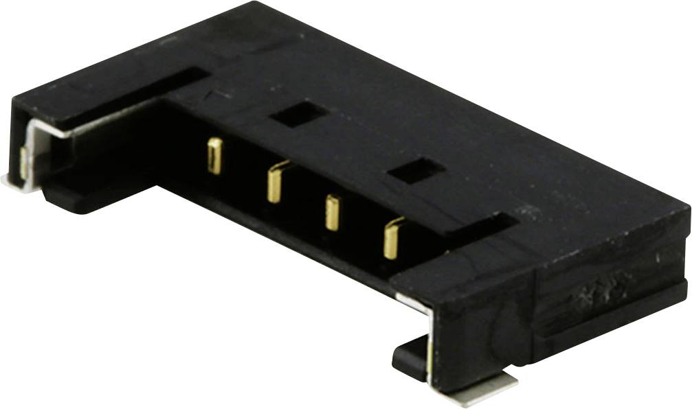 A black multi-contact card connector, used in electrical circuits for connecting components.