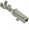 'A crimp terminal connector with a metallic, rectangular shape, designed for securing electrical wires.'