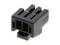 A black, three-pin plastic plug.