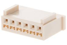 A rectangular, beige plastic plug with six holes arranged in two rows.