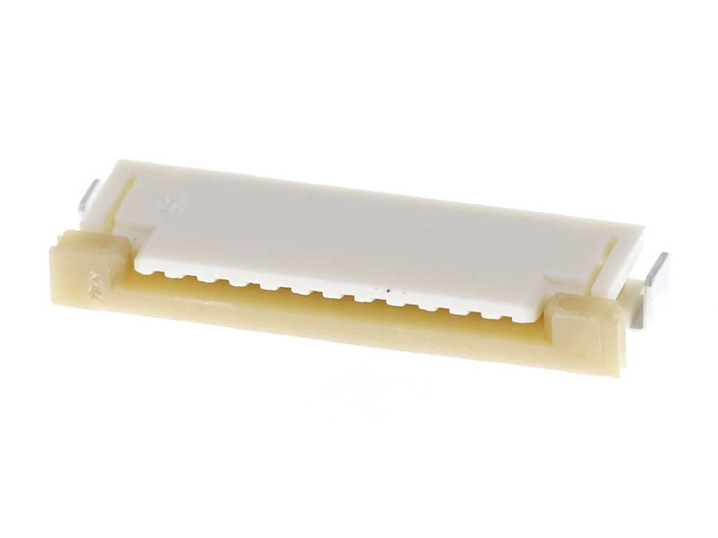 Flat ribbon cable connectors with plastic housing and metallic contacts, suitable for electronic connections.