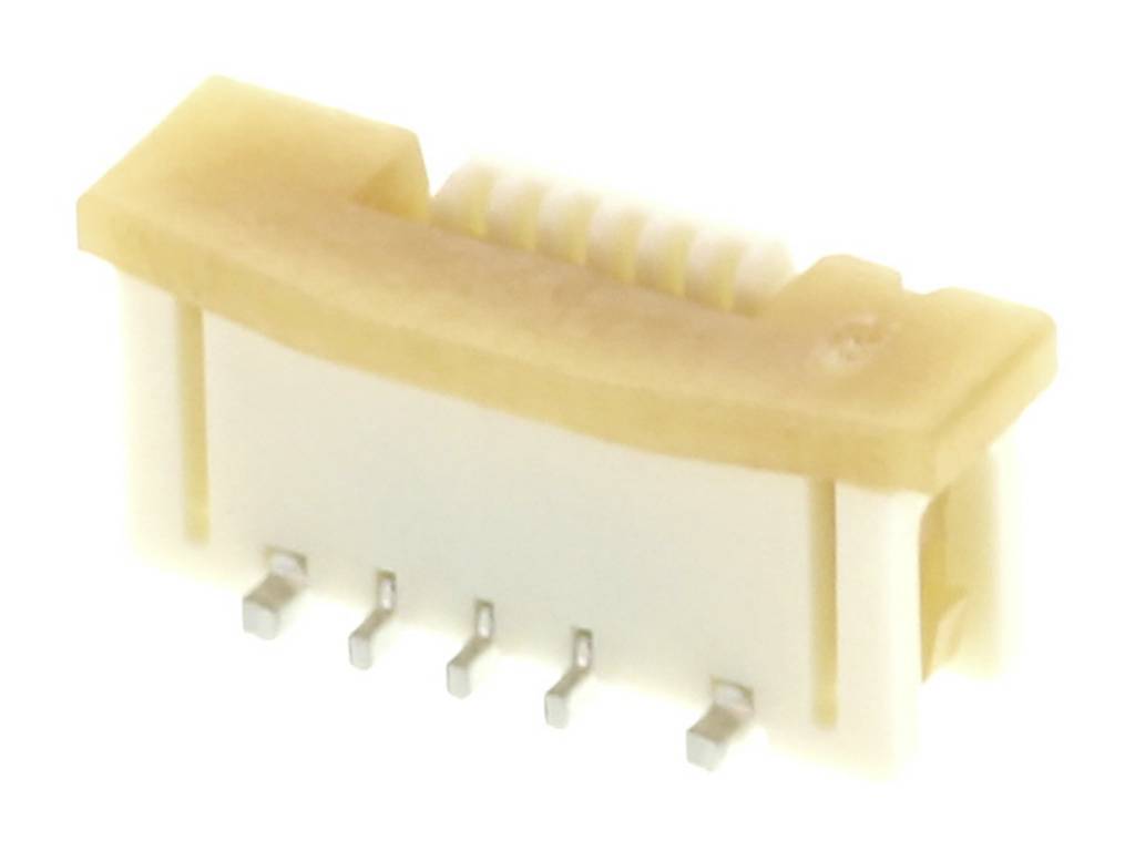 A five-pin plastic and metal connector.