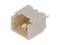 A small, square plug with two metal pins on one side. The plug is beige and shows the inner side with the contacts.