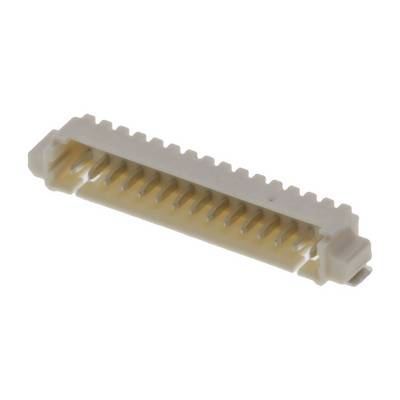 Illustration of a white connector with multiple pins, used in electronic circuits to connect components.