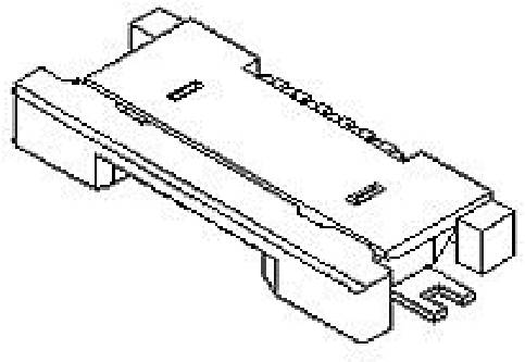 Diagram of an electronic component, possibly a connector or socket. Shows detailed lines and connection points.