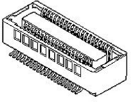 A technical diagram of a multi-contact connector. It shows the intricate arrangement of pins and sockets.
