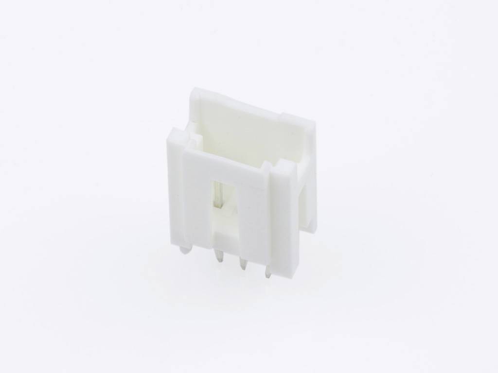 A white rectangular plastic plug without visible connections on a neutral background. Designed for electronic connections.