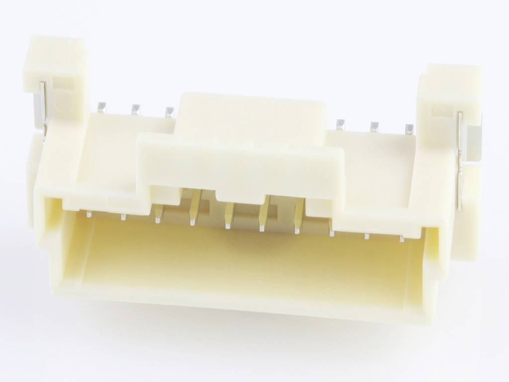 Plastic plug with multiple metal contacts, likely for electronic connections or device interfaces.