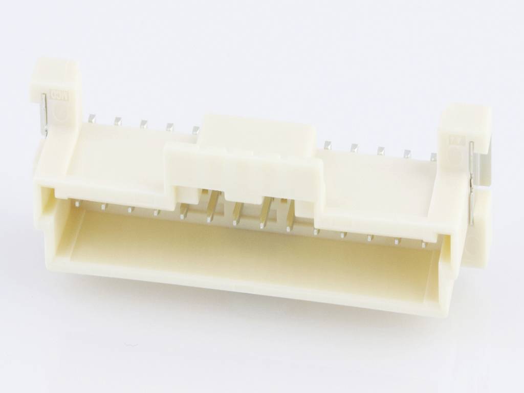 A white plastic plug with multiple metal pins, suitable for electronic connections.