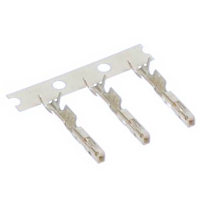 Three silver-coloured, metallic contacts arranged evenly on a connecting strip.