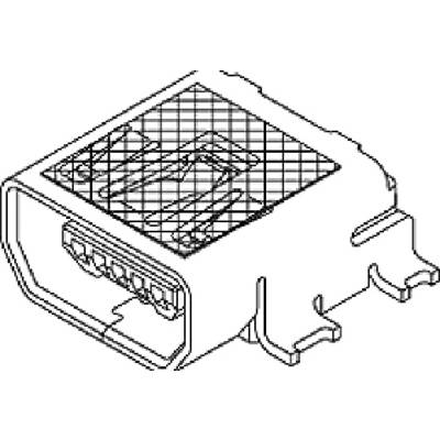 Multi-pin connector in a rectangular housing with a grid pattern on the top surface.