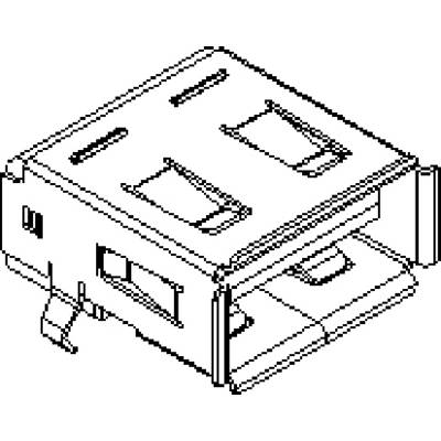 A 3D rendering of a computer hard drive mounting bracket in black and white, showing top and side views with mounting details.