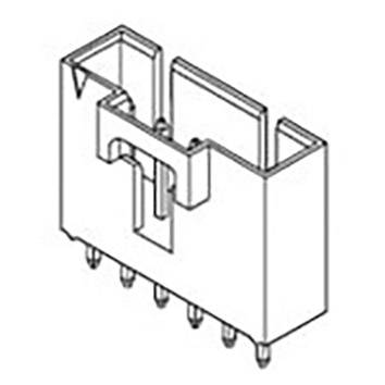 Multi-pin connector, side view, showing rectangular shape and connection points.