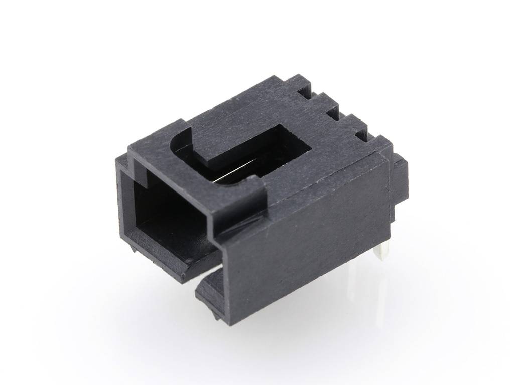 A black, rectangular plastic plug with a large, central cavity and several connection pins at the right-hand end.