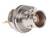 A metal BNC plug for coaxial cable, recognisable by its round shape and two bayonet locks.