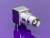 A silver coaxial plug with a square housing on a purple background, suitable for electronic connections.