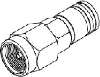 Illustration of a coaxial cable connector with screw cap and hexagonal housing, typical for connecting TV and internet devices.
