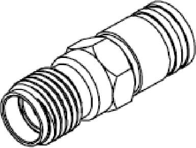 Black and white technical drawing of a cylindrical metal adapter with ribbed ends, used for pipe connections.