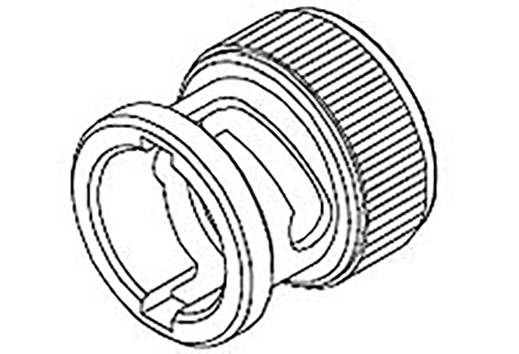 A technical drawing depicts a cylindrical, knurled precision component with multiple grooves and two mounting rings.