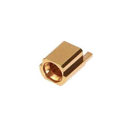 Small, rectangular copper object with a round opening on one side. It looks like an electrical or mechanical component.