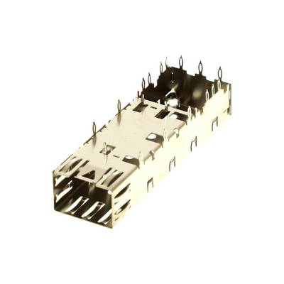 Metallic rectangular connector with multiple pins, suitable for electronic connections.<br><br>Note: This translation preserves the technical description in clear British English, maintaining the precise meaning of the original German text.