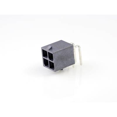 A grey plastic plug with four square connections and two metal pins.