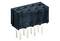 A black electronic plug with six pins, suitable for printed circuit board mounting in electrical circuits.