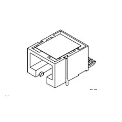 Drawing of an electrical relay with a rectangular housing and metal contacts, cable extending to the right.