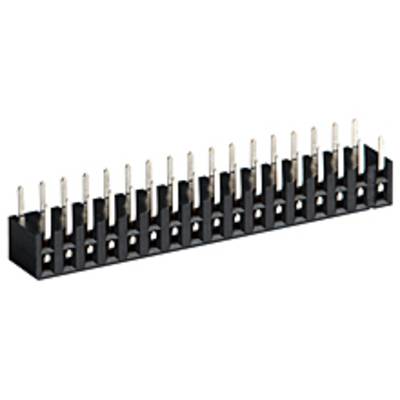 Black pin header with 20 pins, typically used for electronic connections on printed circuit boards.