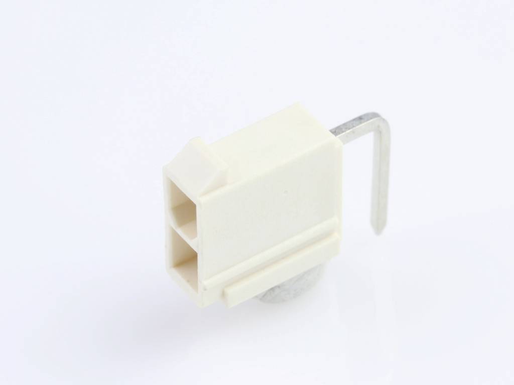 Plastic casing in beige with metal hooks.