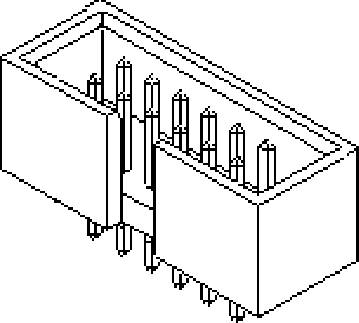 Black and white diagram of a connector with multiple pins, used for electrical connection between devices or circuits.