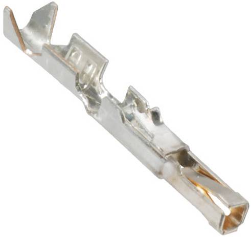 'A close-up of a metal electrical connector terminal, with a silver finish and multiple prongs for wire attachment.'