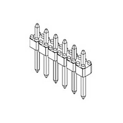 'Illustration of a technical connector with seven pins in a single row. Suitable for electronic applications.'