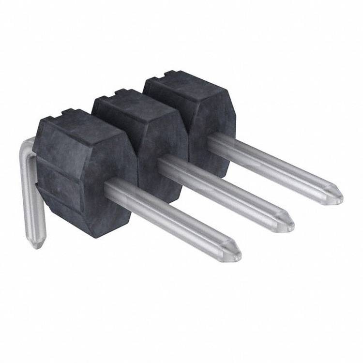 A hexagonal-headed, three-pronged object with a metallic finish, possibly a tool or device component, viewed from a side angle.