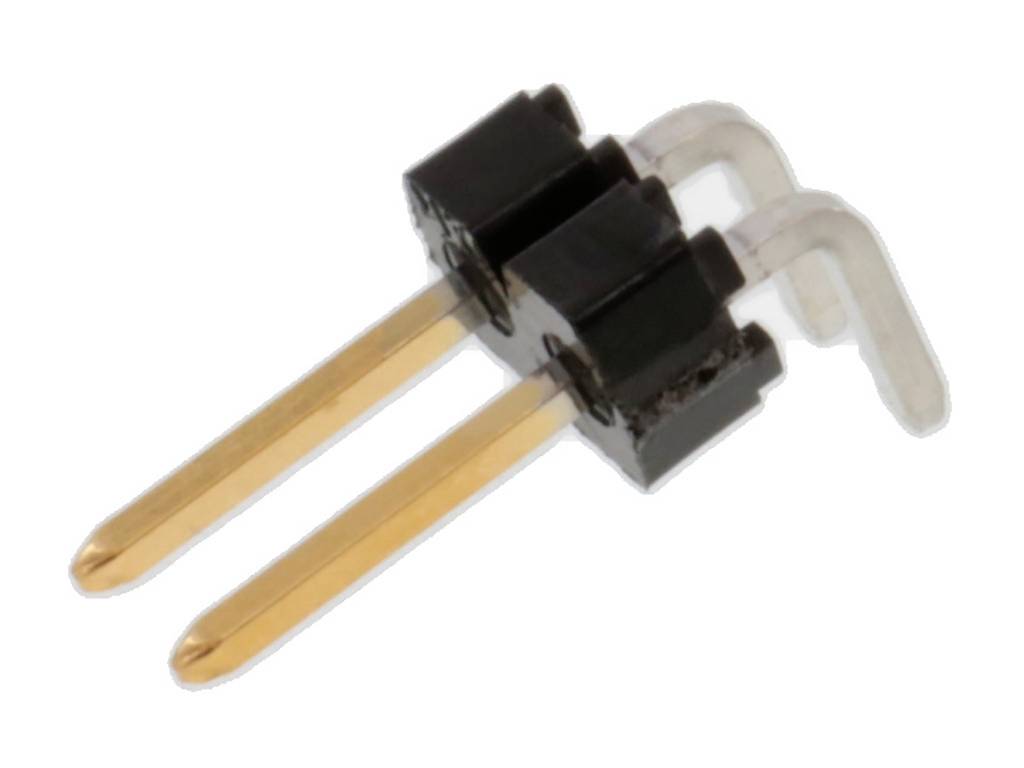 Two metal probes with plastic covers and curved wires, presumably an electronic component or sensor.