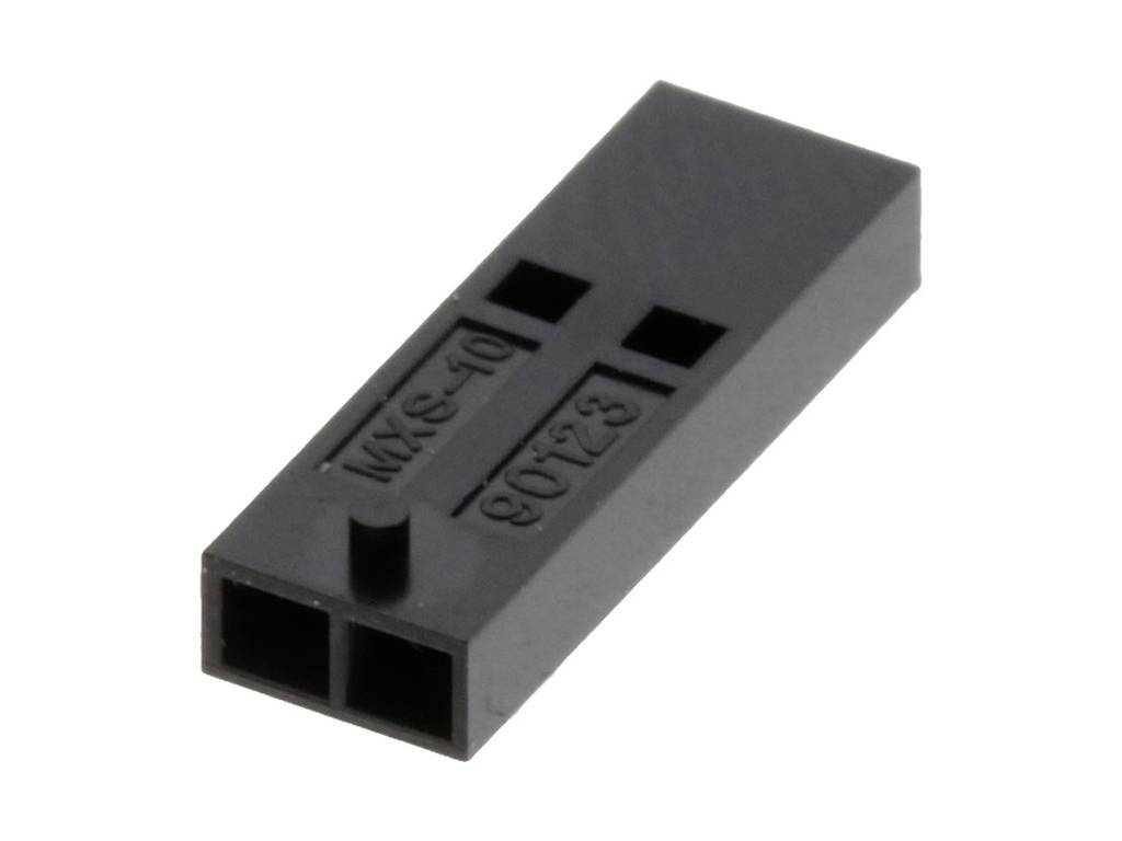 A black two-pole plastic plug with the inscription 'MKS-10' and '90723', suitable for use in electronic connections.