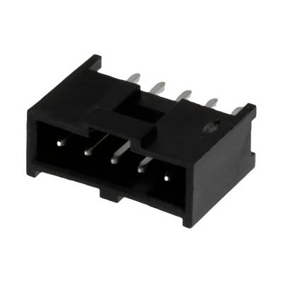 Black plastic connector with five metal pins, viewed from the side.